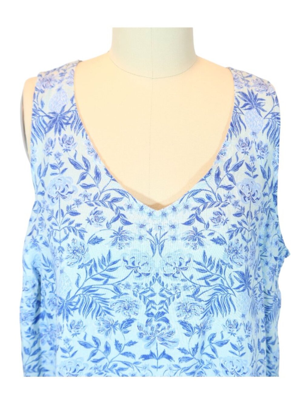J JILL Love Linen V Neck Maxi Dress Size L NWT Aqua Floral Coastal Summer - Picture 5 of 11
